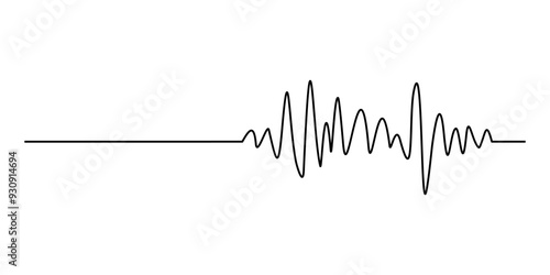 Music wave line sound one noise icon audio frequency signal podcast radio sound wave volume hand art. Acoustic line music logo record sound wave doodle sketch abstract. Vector illustration photo