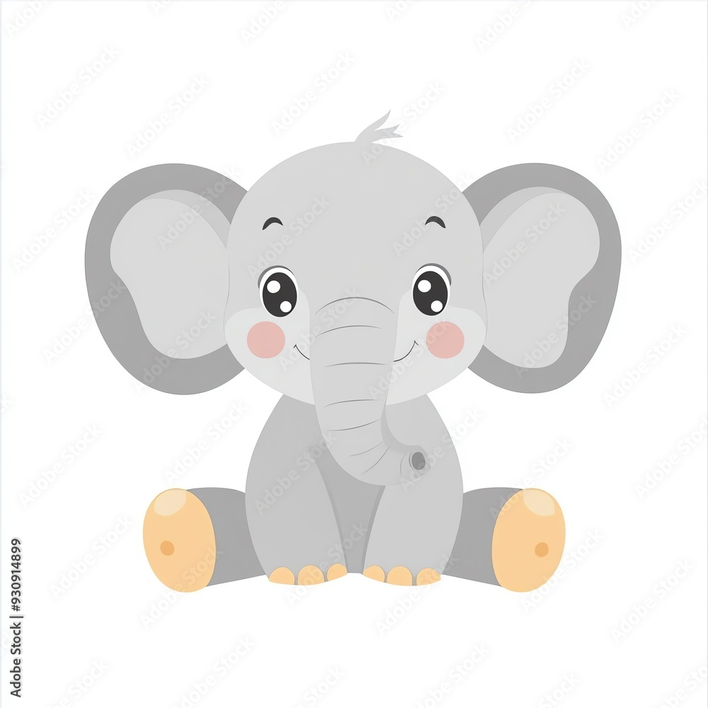 Cute and cuddly cartoon elephant character with big ears and friendly smile, perfect for children's designs and illustrations. Cute and cuddly cartoon elephant character with big ears and friendly smile, perfect for children's designs and illustrations.