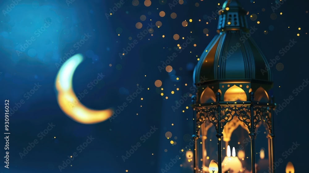 Ornate Lantern with Crescent Moon Ornate Lantern with Crescent Moon