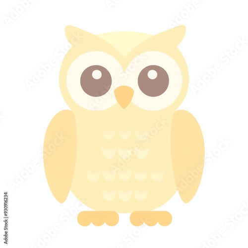 A cute, minimalistic illustration of a yellow owl, perfect for children's decor or educational materials. photo