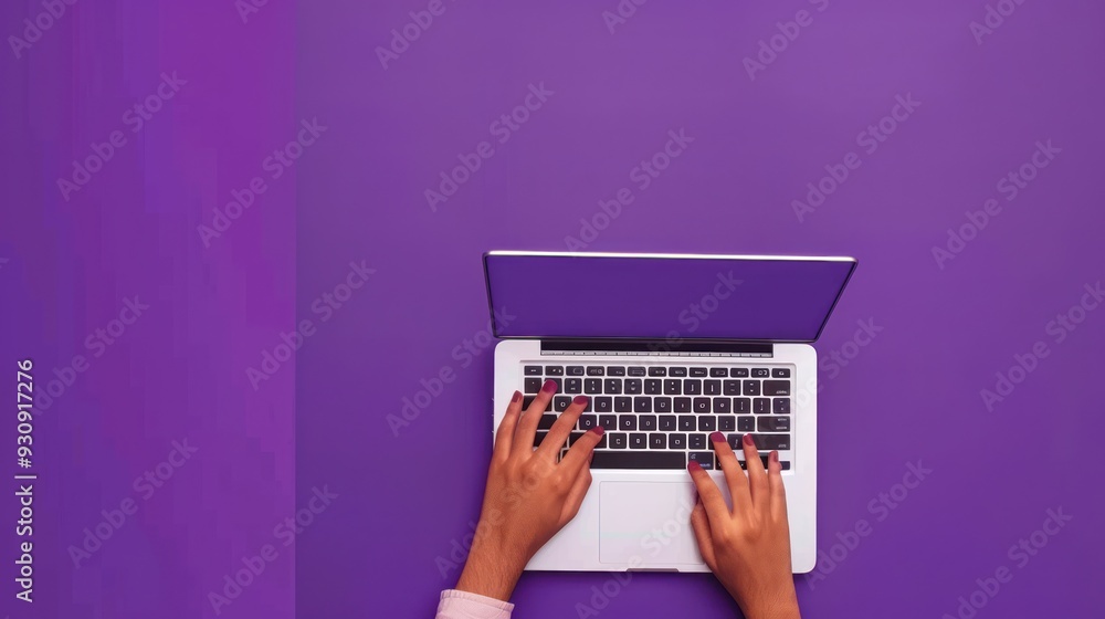 Fototapeta premium Laptop on Purple Background