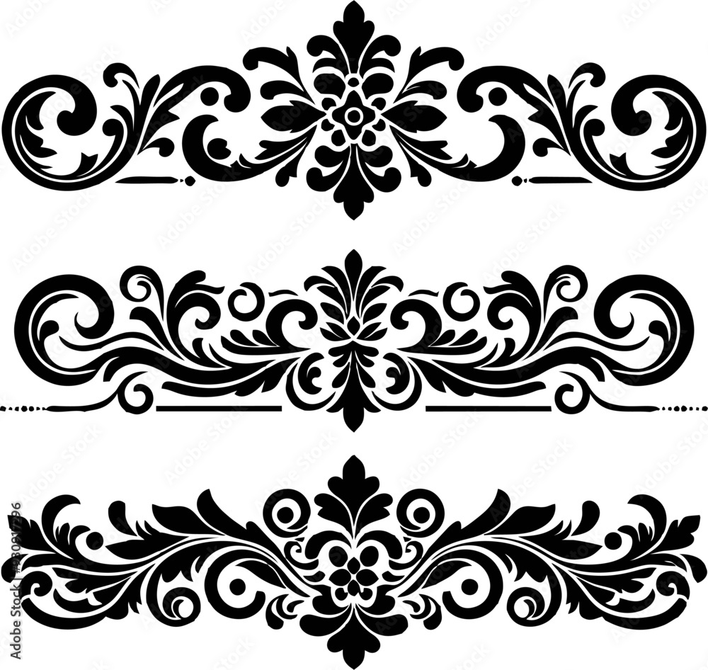 Elegant Black and White Floral Design Elements Elegant Black and White Floral Design Elements