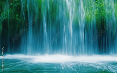 Abstract Waterfall Background - Blue and Green Nature Photography.