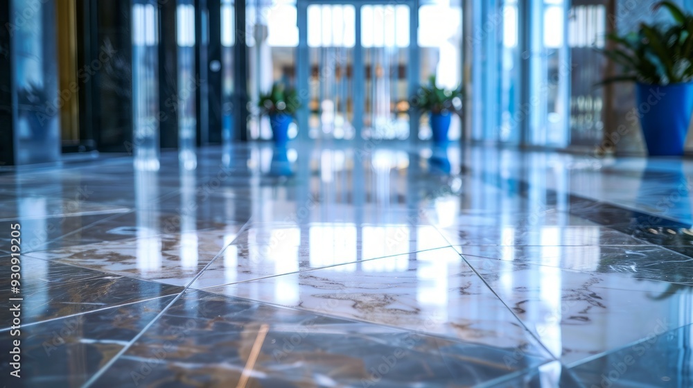 Reflective Floor in a Modern Lobby Reflective Floor in a Modern Lobby
