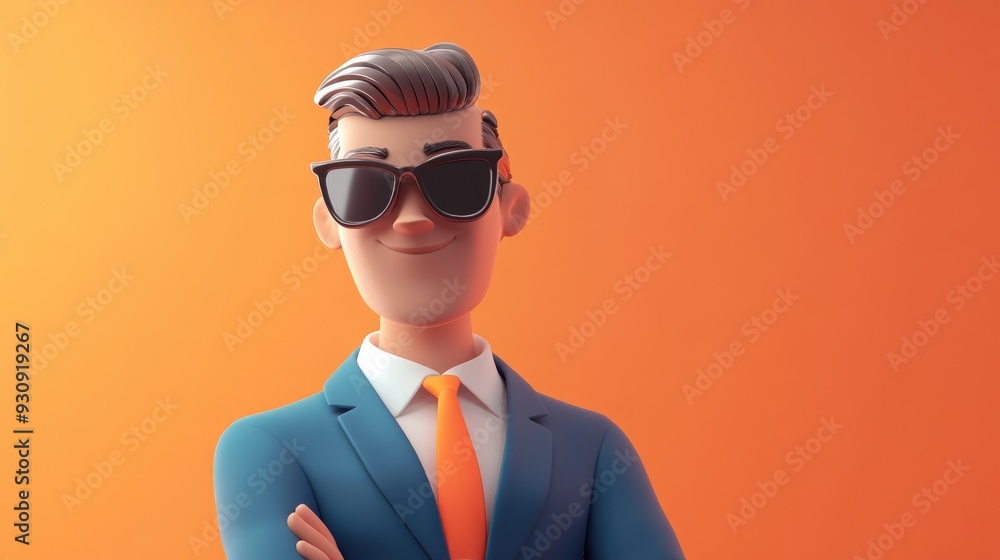 3D Cartoon of a Stylish Charming Businessman on a Bright Background 3D Cartoon of a Stylish Charming Businessman on a Bright Background