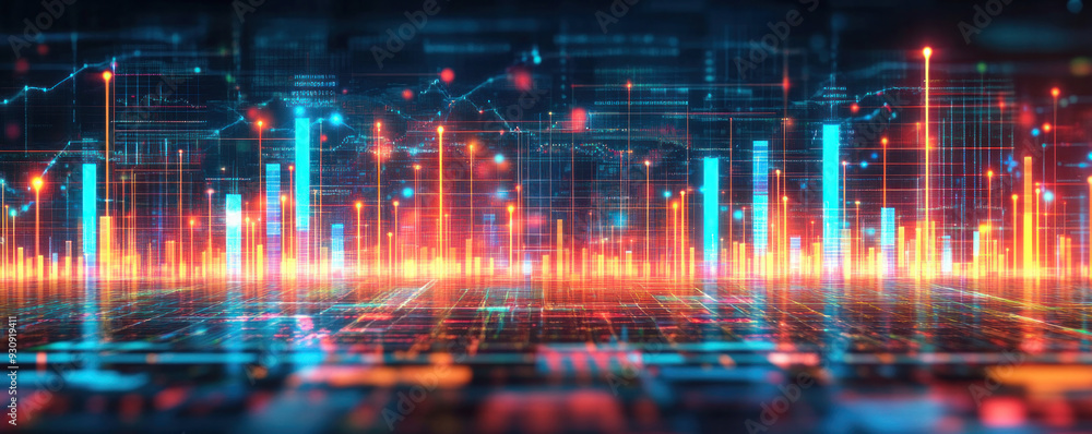 A colorful, abstract image of a cityscape with many different colored lines and shapes. Concept of energy and movement, as if the city is constantly changing and evolving A colorful, abstract image of a cityscape with many different colored lines and shapes. Concept of energy and movement, as if the city is constantly changing and evolving