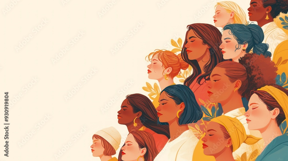 Diverse women graphic design on clean white background. Diverse women graphic design on clean white background.