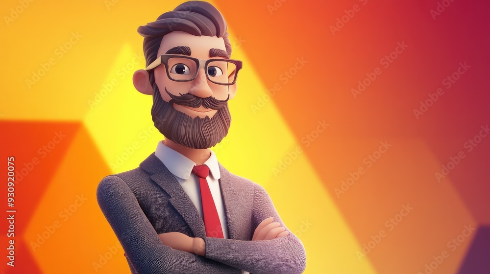 © VirtualVista - 3D Cartoon of a Stylish Charming Businessman on a Bright Background © VirtualVista - 3D Cartoon of a Stylish Charming Businessman on a Bright Background
