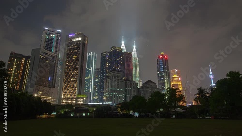 Wallpaper Mural night illuminated kuala lumpur city downtown field view panorama 4k timelapse malaysia   Torontodigital.ca