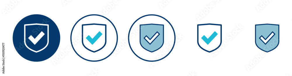 Shield check mark icon vector isolated on white background. Protection approve sign. Safe icon vector Shield check mark icon vector isolated on white background. Protection approve sign. Safe icon vector