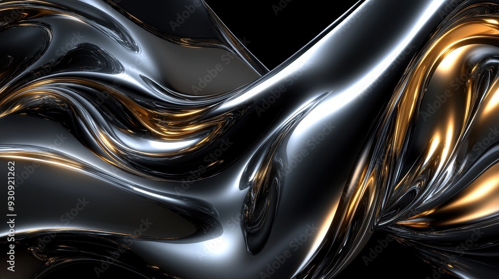 Abstract Metallic Gold and Silver Flowing Texture Background. Abstract Metallic Gold and Silver Flowing Texture Background.
