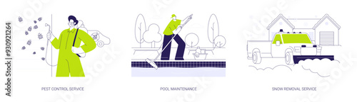 Private house maintenance abstract concept vector illustrations.