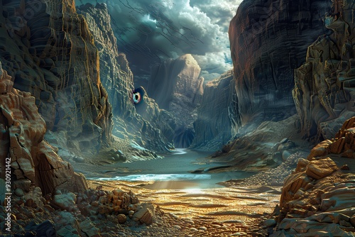 Mystical Canyon with a Glowing Eye