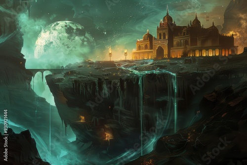 Mysterious Golden Palace on a Cliffside