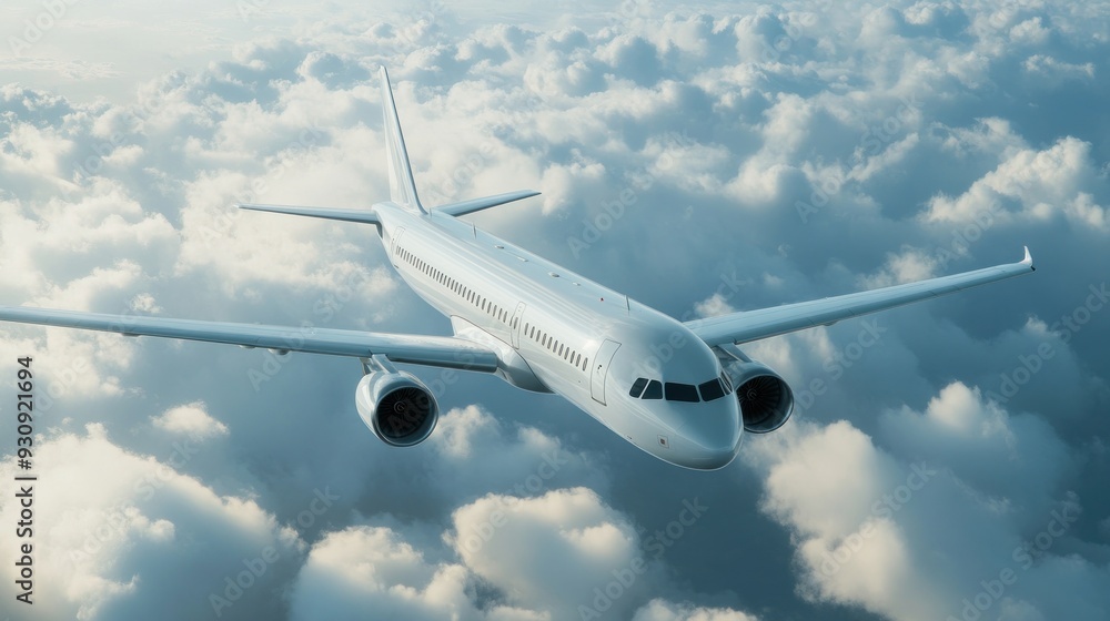 Fototapeta premium Airplane Flying Above the Clouds