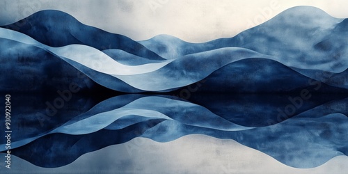 Wallpaper Mural Abstract Layered Shapes in Navy Blue and Ivory, generative ai Torontodigital.ca