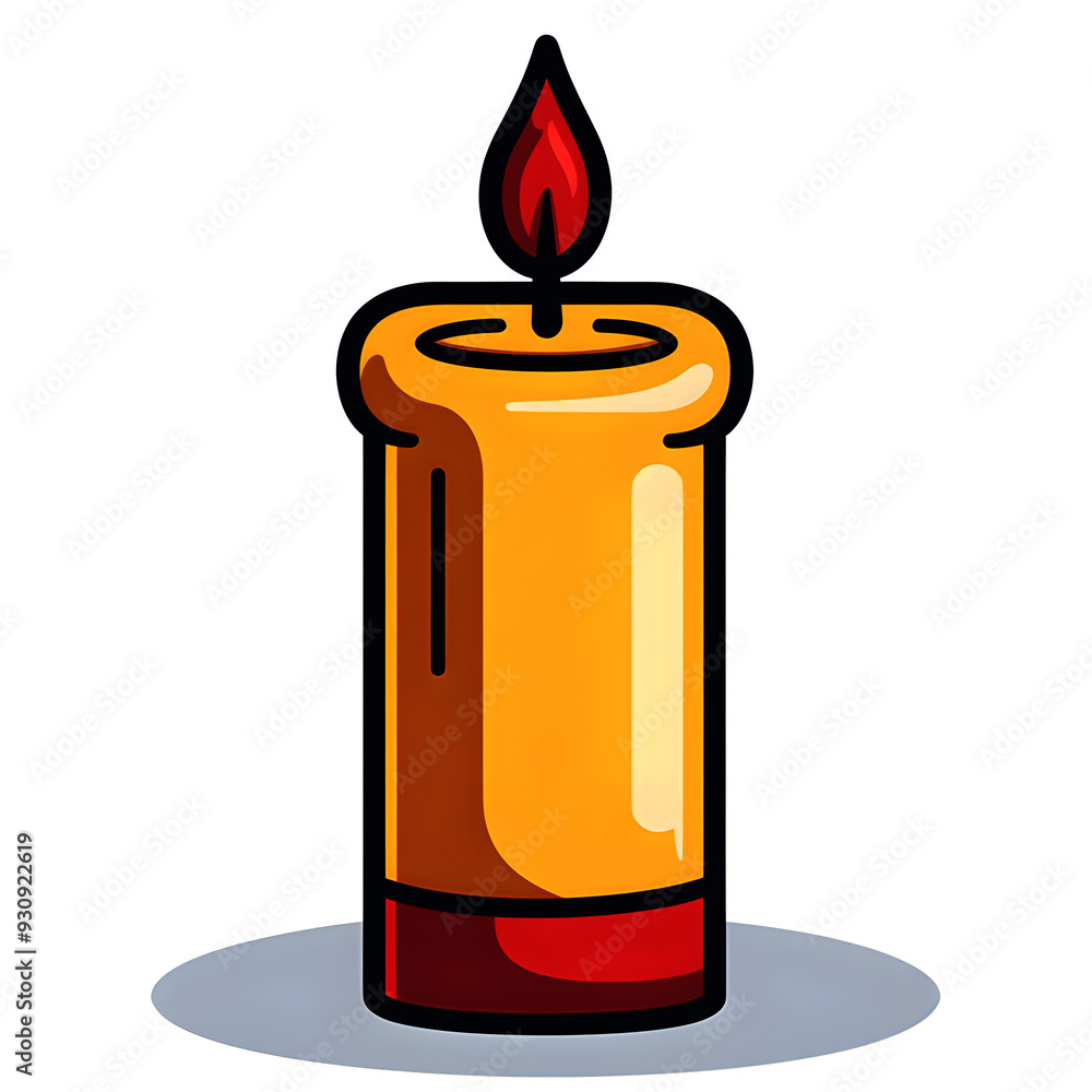 A cartoonish drawing of a candle with a red flame A cartoonish drawing of a candle with a red flame