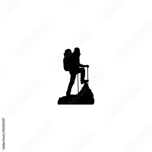 mountain climber vector illustration for an icon,symbol or logo. mountain climber silhouette