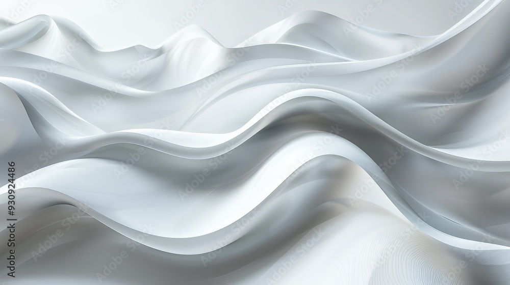 Obraz premium Abstract background with flowing white fabric waves.