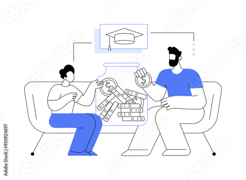 Saving money for college isolated cartoon vector illustrations.