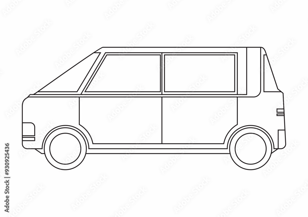 Long car coloring pages. Vector illustration of future electric vehicle ...
