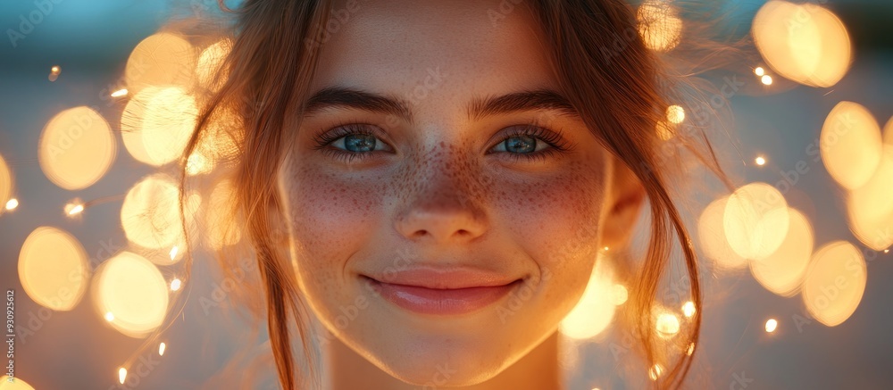 Portrait of a Smiling Woman with Warm Lights Portrait of a Smiling Woman with Warm Lights