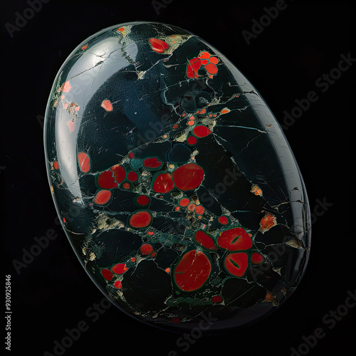 Obraz na płótnie Polished Bloodstone in Oval Cut w salonie
