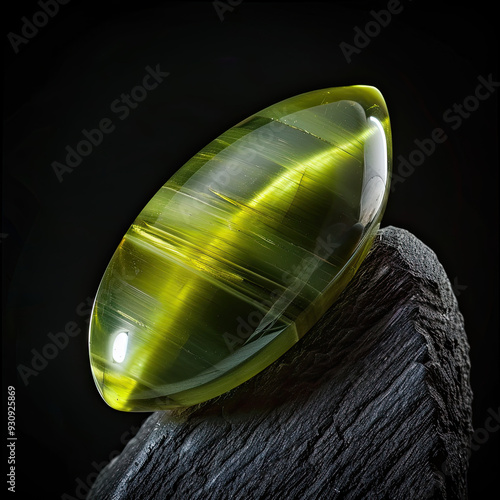 Sharp Cat's Eye Chrysoberyl on Black photo