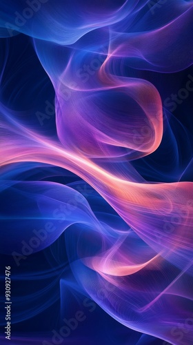 Abstract colorful light waves on dark background