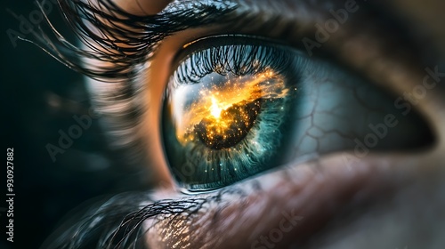 Dreamscape Reflection   Fantastical World Mirrored in the Eye s Pupil photo