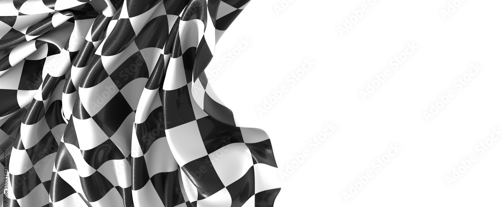 Fototapeta premium The checkered flag waves signifying victory and the thrill of the finish line