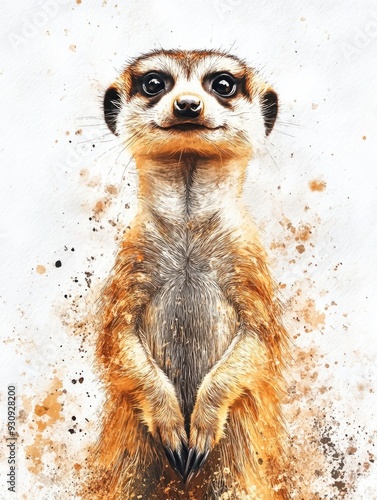 Wallpaper Mural Adorable Fuzz-Faced Meerkat in Artistic Portrait Torontodigital.ca
