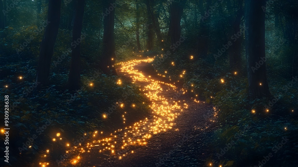 Luminous Path Through Enchanting Forest Leads to Dreamlike Journey Luminous Path Through Enchanting Forest Leads to Dreamlike Journey