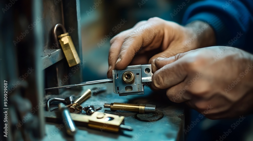 Skillful Hands Tactfully Picking a Lock Closeup of Lockpicking Tools in Action Skillful Hands Tactfully Picking a Lock Closeup of Lockpicking Tools in Action