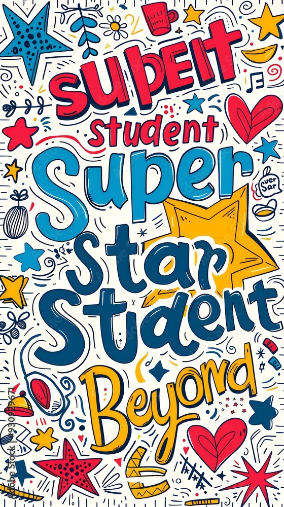 Colorful doodle illustration with the text Colorful doodle illustration with the text