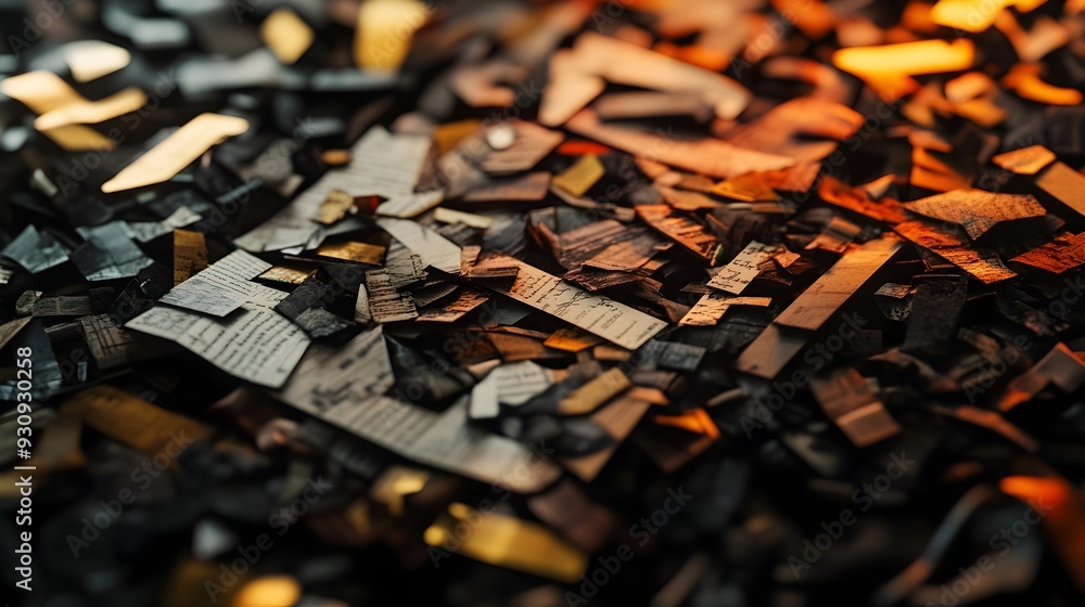 Naklejka premium Unsettling Ransom Note Crafted from Cut Out Magazine Letters with Eerie Lighting