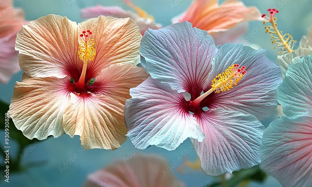 Close-Up of Colorful Hibiscus Flowers in Bloom with ai generated.
Close-Up of Colorful Hibiscus Flowers in Bloom with ai generated.