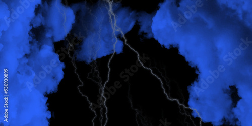 lightning storm thunder. lightning in the night sky. Lightning strike or thunder bolt. Halloween design element.  Lightning flash on black background. Natural phenomenon, 