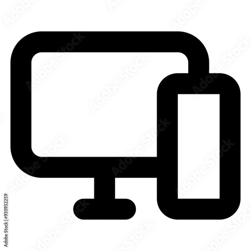 Desktop Computer Monitor and CPU Icon Outline