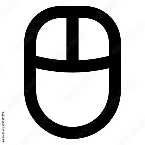 Mouse Button Outline Icon: Computer Mouse with Left and Right Click Buttons