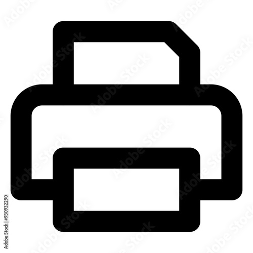 Printer Paper Outline Icon: Office Stationery Document for Print and Copy