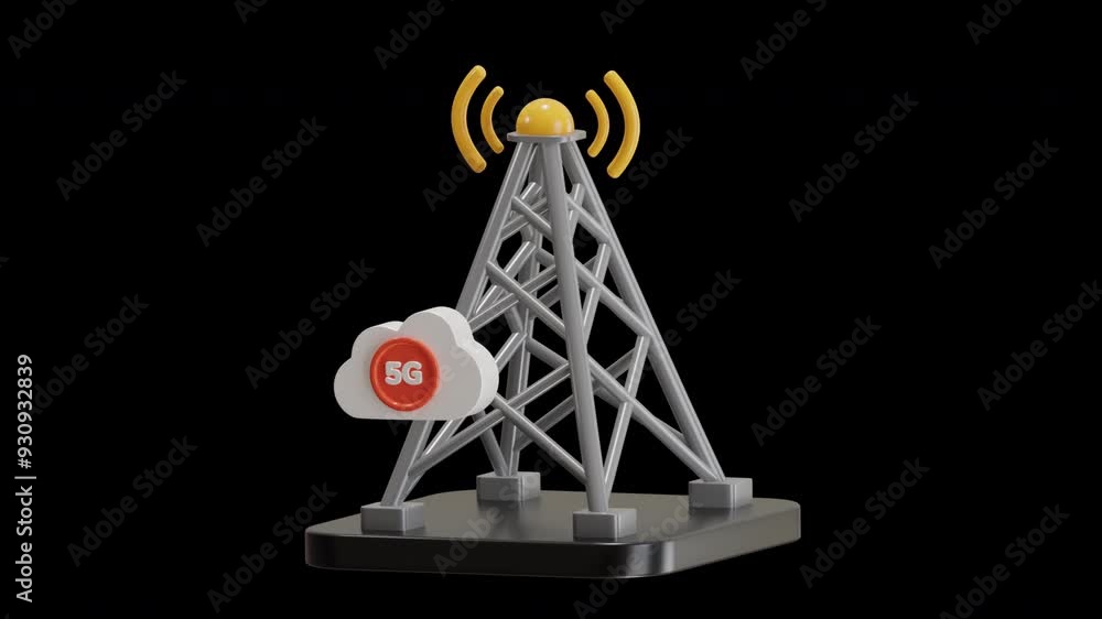3D Animation of Showing Cloud Network Tower | Alpha Channel 3D Animation of Showing Cloud Network Tower | Alpha Channel