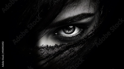 Mysterious Eye Gazing Through a Dark Veil of Shadows