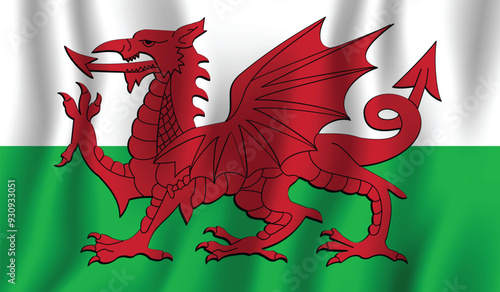 Realistic Wales national flag perfect color, scale, and proportion.