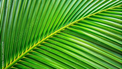 Tropical green coconut palm leaf closeup texture , exotic, nature, background, jungle, foliage, botanical, natural, sunlight