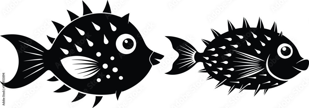 Fototapeta premium porcupine fish vector silhouette 