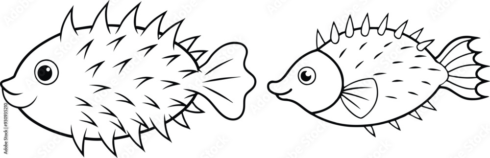 Fototapeta premium porcupine fish vector silhouette 