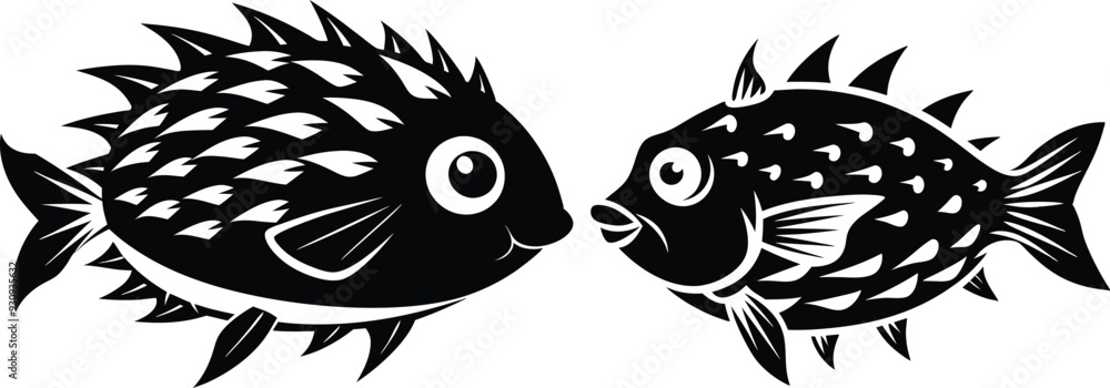 Fototapeta premium porcupine fish vector silhouette 