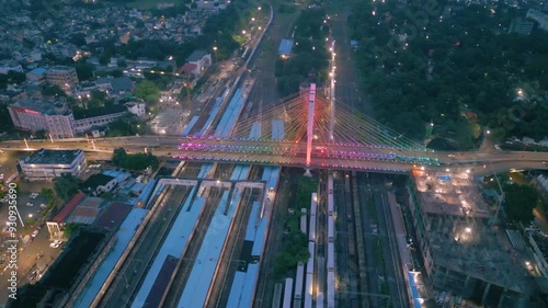 Aerial view of Nagpur Railway Station And Road Bridge photo