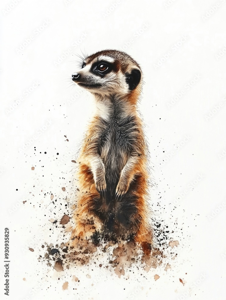 Fototapeta premium Meerkat Illustration with Texture
